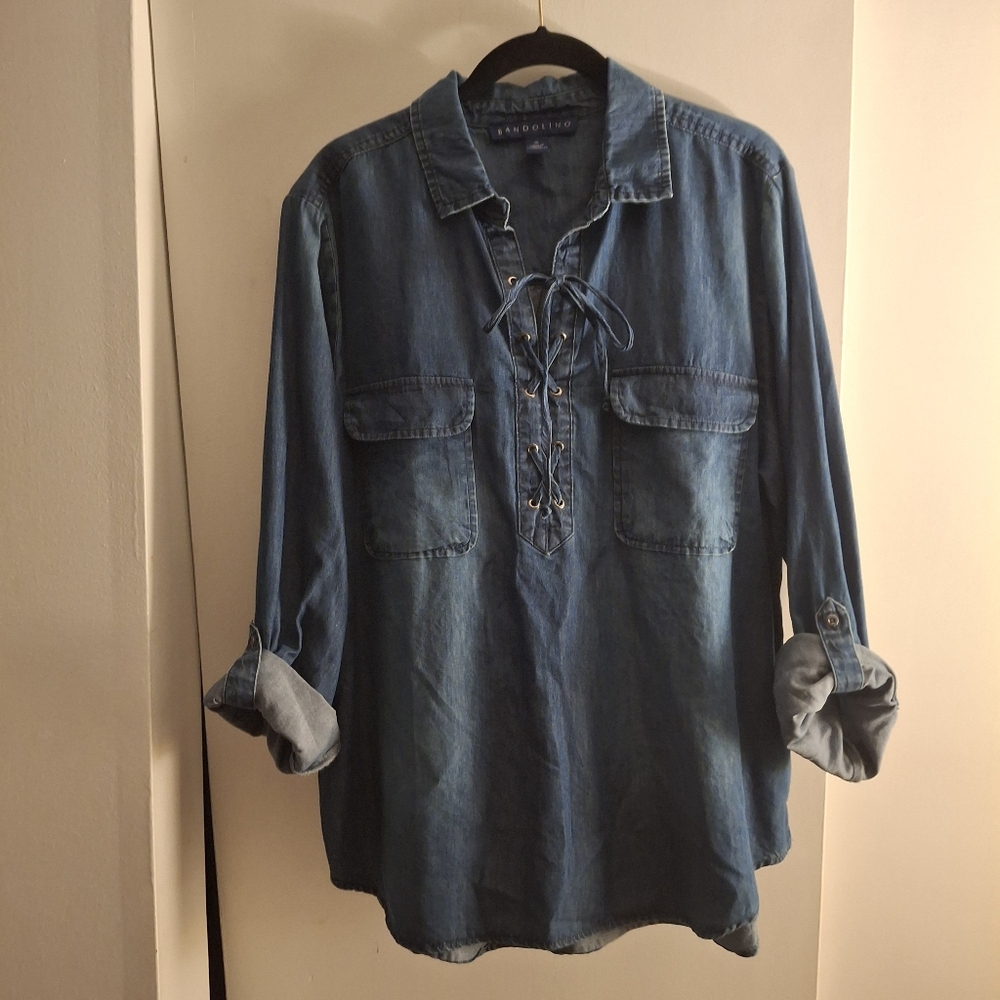 Bandolino Blue Denim Tunic Top